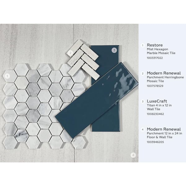 Modern Renewal Parchment 9 in. x 12 in. Glazed Ceramic Herringbone Mosaic Tile (6 sq. ft./Case)