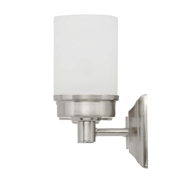 Cade 11.7 in. 2-Light Brushed Nickel Bathroom Vanity Light Fixture with Frosted Glass Shades