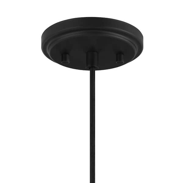 Highler 1-Light Matte Black Island Pendant with Natural Rattan Shade