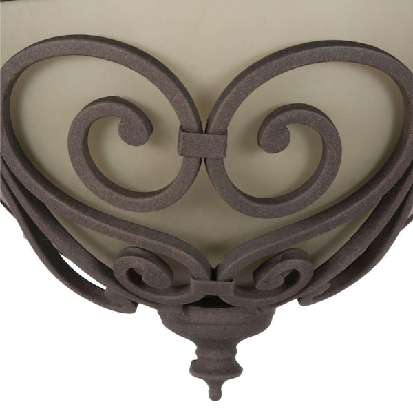 Earle 1-Light Aged Iron Half Sconce with Scavo Glass Shade