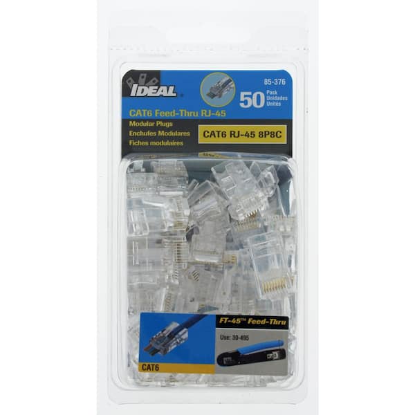 Cat6 Feed-Thru Modular Plug (50-Pack)