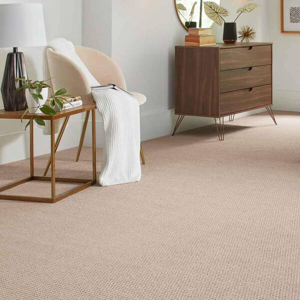 Game Face  - Bone - Beige 31 oz. Triexta Texture Installed Carpet