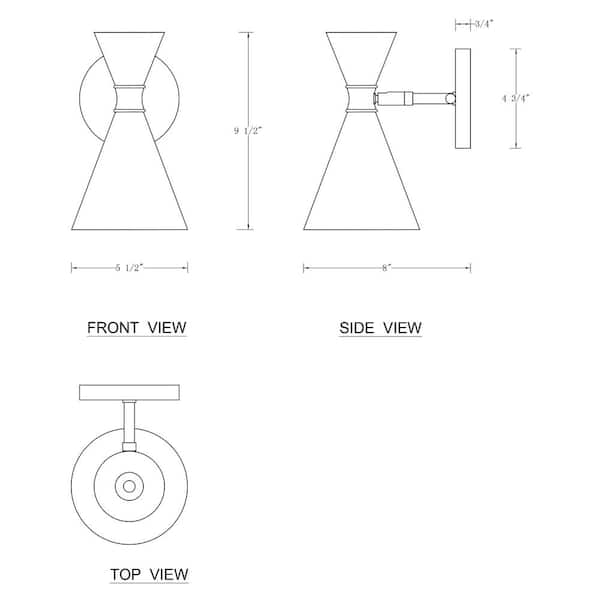 1-Light Black Wall Sconce with Brass Accents