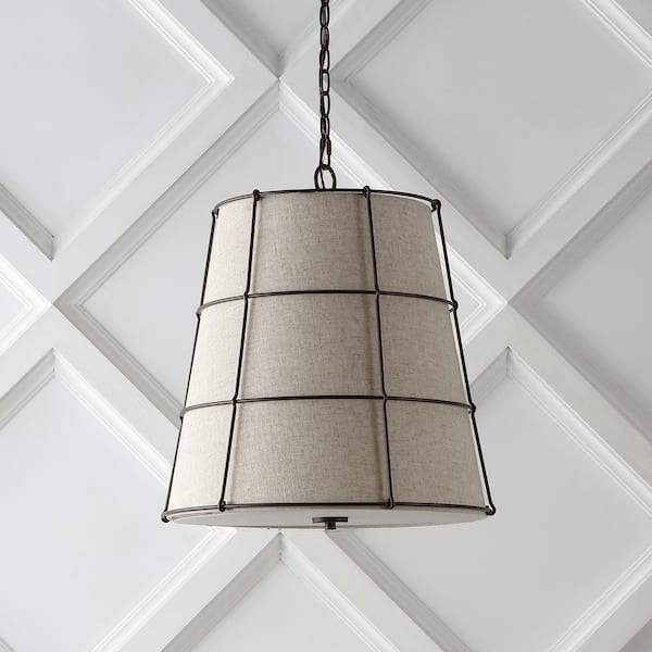 Silas 19 in. 3-Light Rustic Farmhouse Iron LED Pendant, Oil Rubbed Bronze