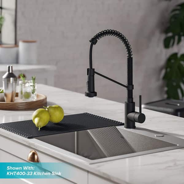 Bolden Single Handle Pull Down Sprayer Kitchen Faucet with Soap Dispenser in Matte Black