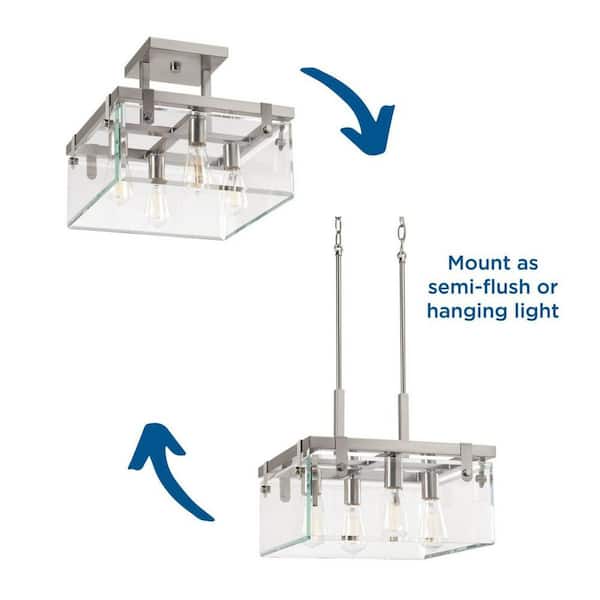 Glayse Collection 4-Light Brushed Nickel Semi-Flush Mount