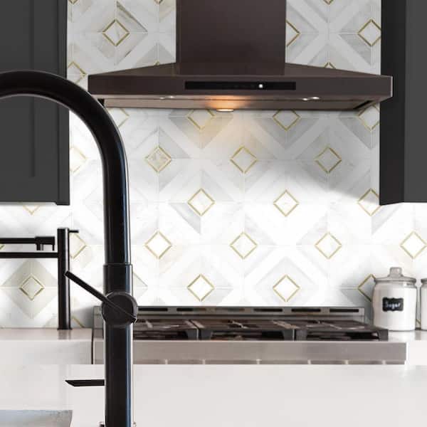 Verona Gold Pattern 11.85 in. x 11.85 in. Honed Multi-Surface Mesh-Mounted Mosaic Tile (9.8 sq. ft./Case)