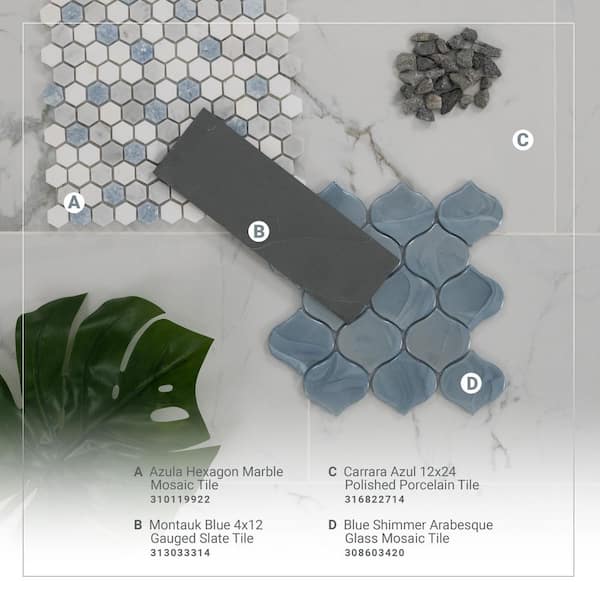 Azula Hexagon 12 in. x 12 in. x 10mm Polished Marble Mesh-Mounted Mosaic Tile (9.6 sq. ft. / Case)