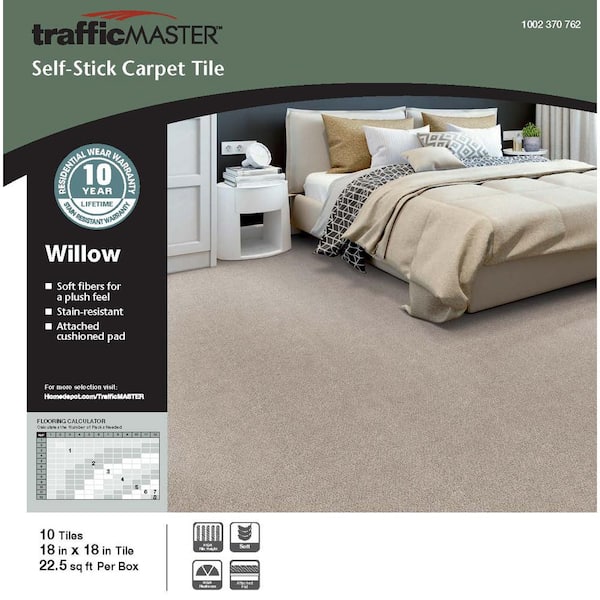 Willow Kirkdale Residential 18 in. x 18 Peel and Stick Carpet Tile (10-Tiles/Case) (22.5 sq. ft.)