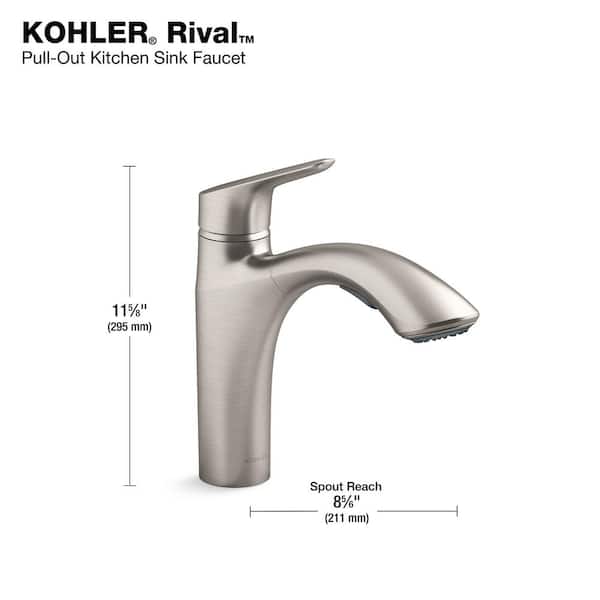 Rival Single Handle Pull-Out Kitchen Sink Faucet with 2-Function Sprayhead in Vibrant Stainless