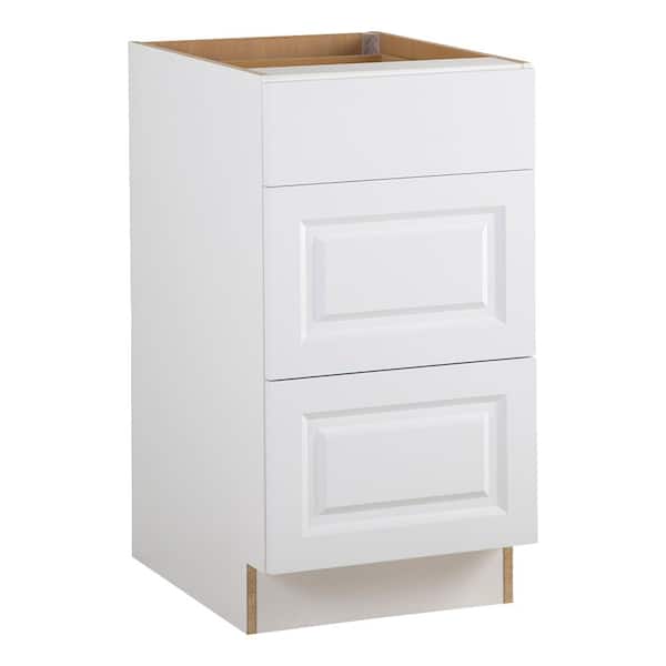 Benton Assembled 18x34.5x24.5 in. Base Cabinet with 3-Soft Close Drawers in White