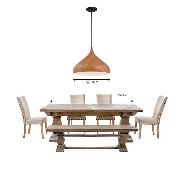Hana 60-Watt 1-Light Pendant with Robusta Wood Finish Shade