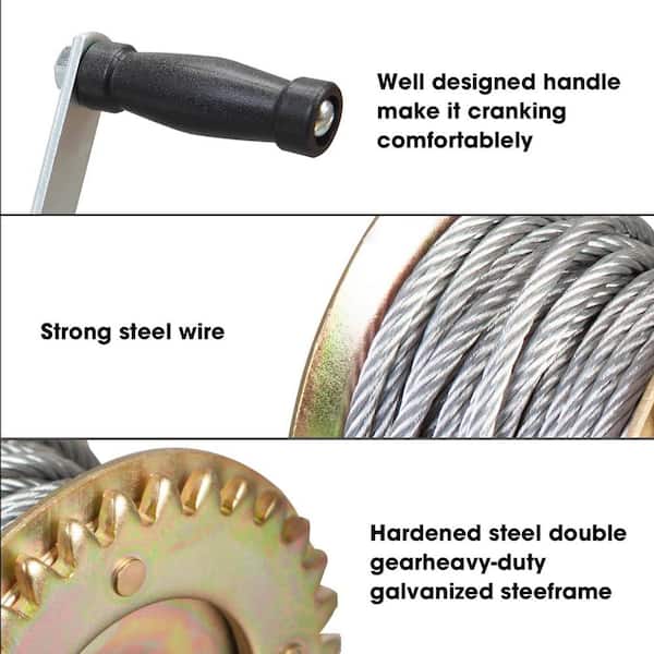 600 lbs. Capacity Hand Crank Boat Winch with 26.3 ft. Cable