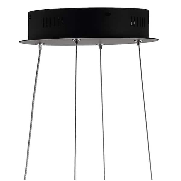 Alexia 25 in. Black Abstract Integrated LED Metal Adjustable Pendant