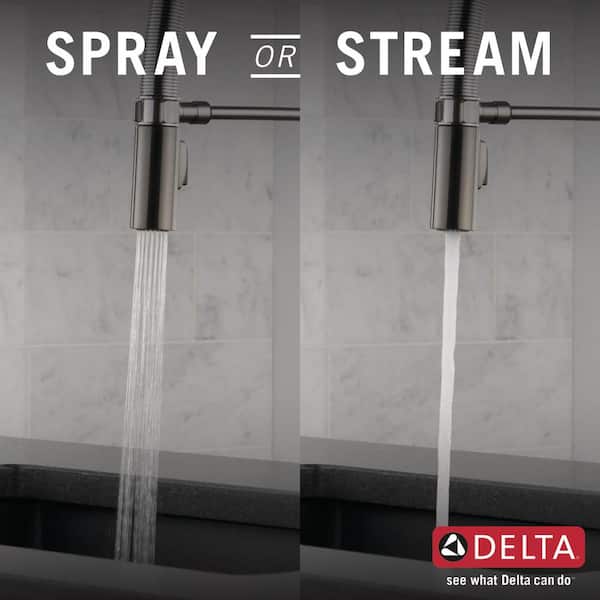 Trinsic Pro Single-Handle Pull-Down Sprayer Kitchen Faucet with Spring Spout in Black Stainless