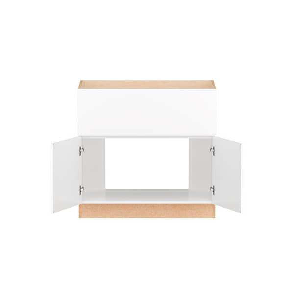 Designer Series Melvern Assembled 36x34.5x23.75 in. Farmhouse Apron-Front Sink Base Kitchen Cabinet in White