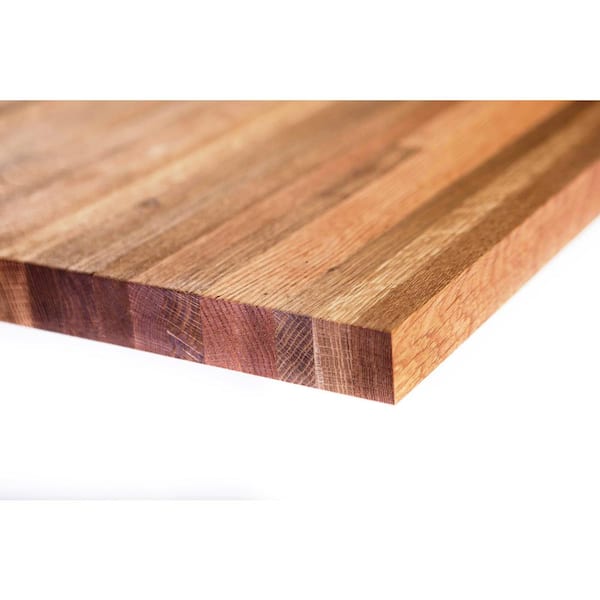 6 ft. L x 36 in. D Unfinished Oak Solid Wood Butcher Block Island Countertop With Square Edge