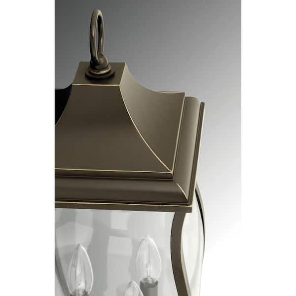 Township Collection 3-Light Oil Rubbed Bronze Clear Beveled Glass New Traditional Outdoor Hanging Lantern Light