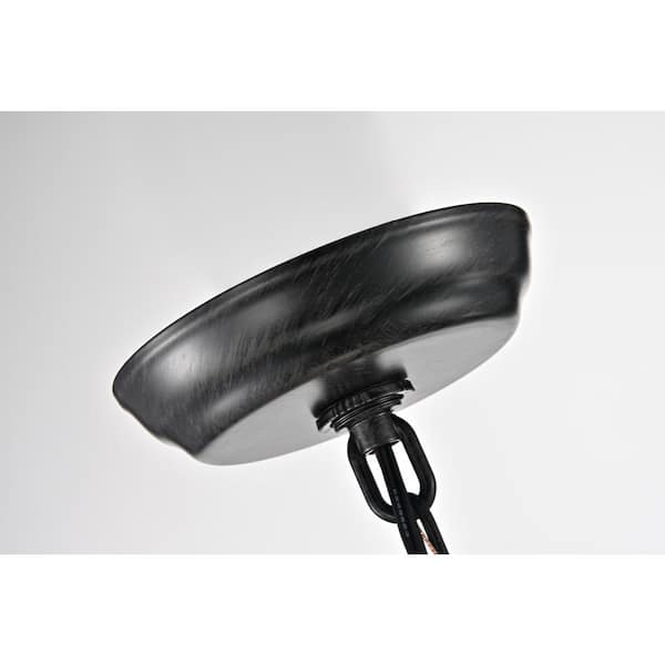 Renzo 4-Light Antique Black Geometric Iron Modern Farmhouse Cage Chandelier with Clear Glass Shades