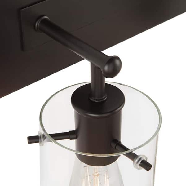 Regan 29.25 in. 4-Light Matte Black Bathroom Vanity Light with Clear Glass Shades