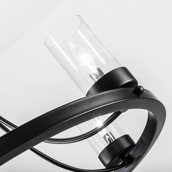 Bismarck 5-Light Black Candle Style Wagon Wheel Chandelier with Wrought Iron Accents