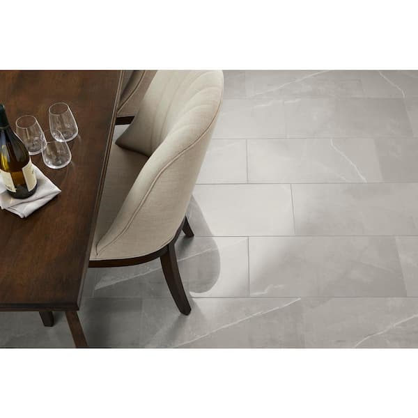 Madison Celeste 11.56 in. x 23.87 in. Polished Porcelain Stone Look Floor and Wall Tile (16 sq. ft./Case)