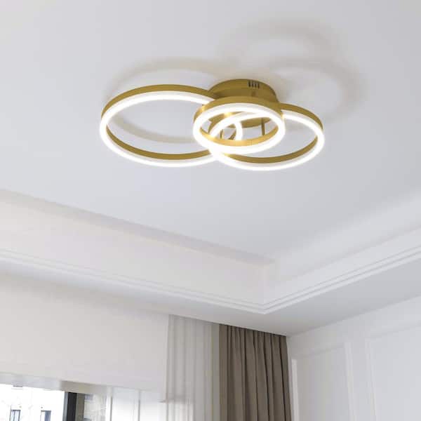 Carson 3-Light 31.8 in. Gold Cluster Circle LED Semi-Flush Mount