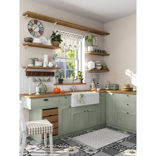 Solstice White Fireclay 33 in. L x 18 in. W Rectangular Single Bowl Farmhouse Apron Kitchen Sink with Grid and Strainer