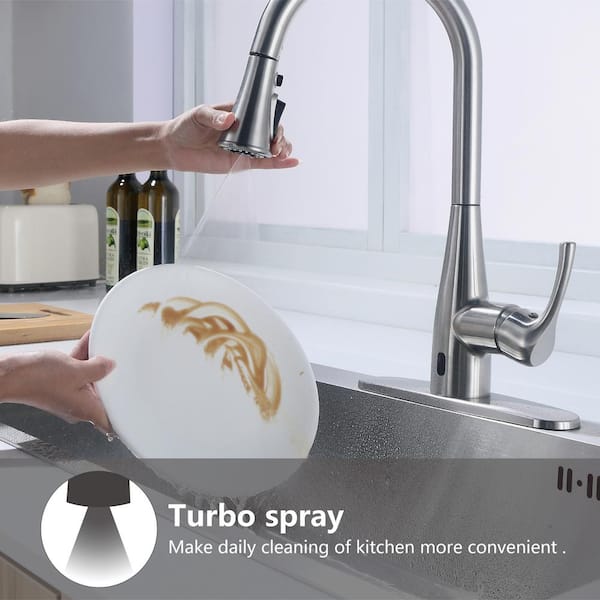Marcie Single-Handle Integrated Pull Down Touchless Kitchen Faucet in Stainless Steel