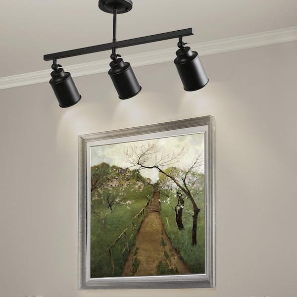 Black Modern Linear Fixed Track Lighting Kit Industrial 3-Light Kitchen Ceiling Light Fixture with Adjustable Heads