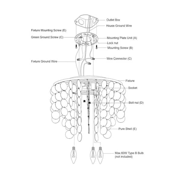 Elsa 60-Watt 3-Light Gold Brass Waterfall Pendant Light with Capiz Shells Modern Coastal Glam Fixture