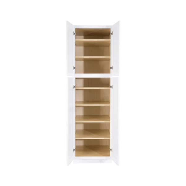 Lancaster White Plywood Shaker Stock Assembled Tall Pantry Kitchen Cabinet 30 in. W x 96 in. H x 27 in. D