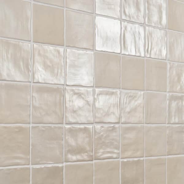Amagansett Sand Dune Cream 4 in. x 4 in. Mixed Finish Ceramic Wall Tile (5.38 sq. ft. / case)