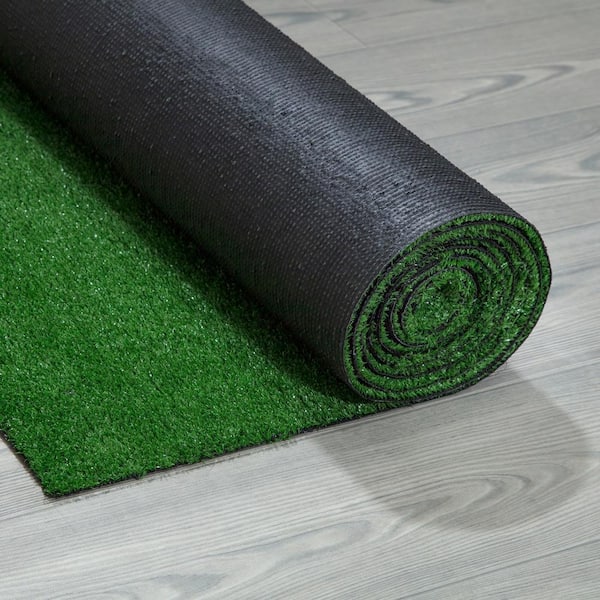 Turf Collection Waterproof Solid Grass 8x10 Indoor/Outdoor Artificial Grass Rug, 7 ft. 10 in. x 9 ft. 10 in., Green