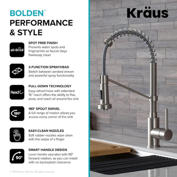 Bolden Single-Handle Pull-Down Sprayer Kitchen Faucet with Dual Function Sprayer in Spot-Free Stainless Steel