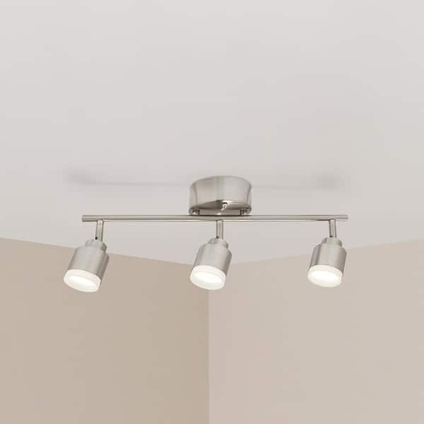 19 in. 3-Light Brushed Steel Integrated LED Track Lighting Kit