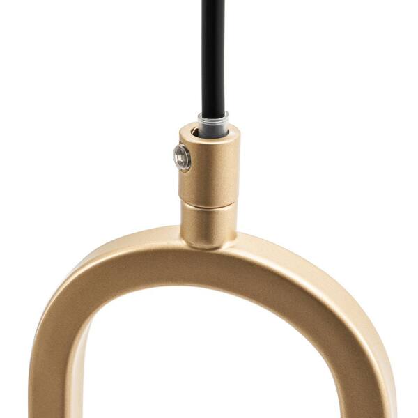 Modern Style 60-Watt Opal Gold Accent Glass Globe Pendant Light with Adjustable Height, Frosted White Shade