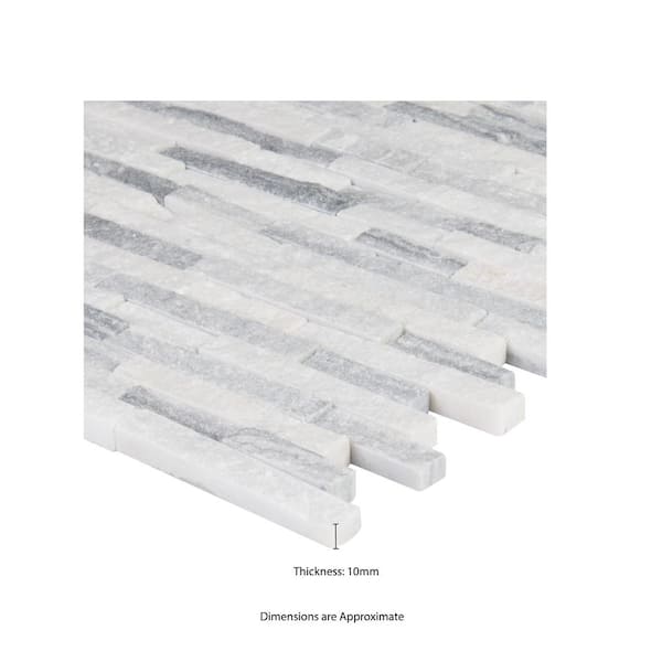 Alaska Gray Split Face 12 in. x 12 in. x 10 mm Textured Marble Mosaic Tile (10 sq. ft. / case)