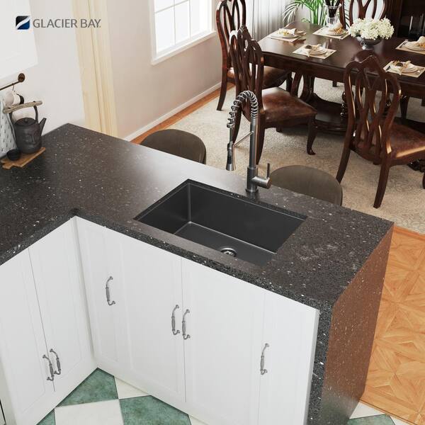 Gunmetal Black Stainless Steel 27 in. 18-Gauge Single Bowl Undermount Kitchen Sink