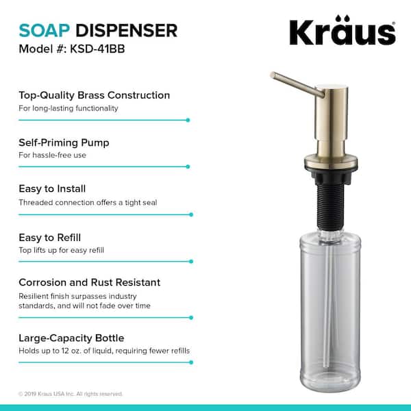 Kitchen Soap and Lotion Dispenser in Brushed Brass