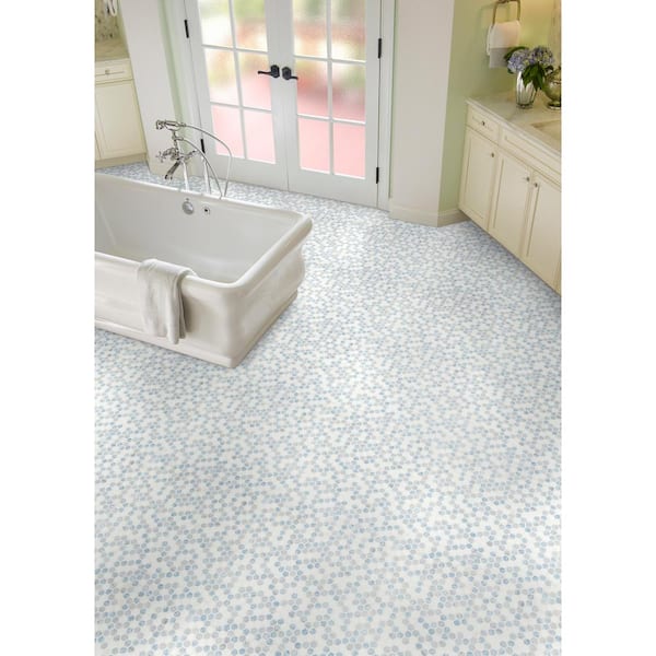 Azula Hexagon 12 in. x 12 in. x 10mm Polished Marble Mesh-Mounted Mosaic Tile (9.6 sq. ft. / Case)