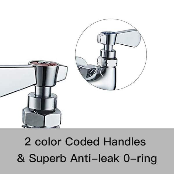 2-Handle Wall Mount Kitchen Faucet With 8 Inch Swivel Spout 8