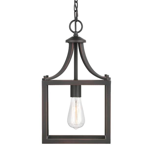 Boswell Quarter 9-1/2 in. 1-Light Distressed Black Farmhouse Mini-Pendant Kitchen Light