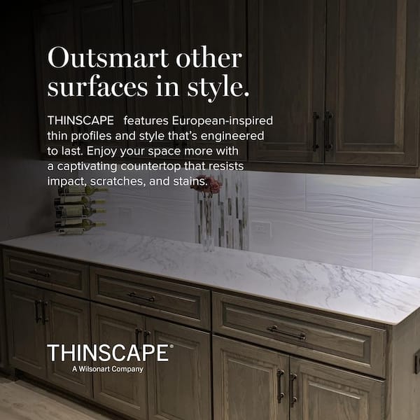 6 ft. L x 25 in. D Engineered Composite Countertop in Calcutta Blanc with Satin Finish