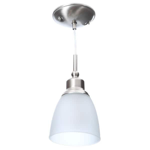 Riverbrook 1-Light Brushed Nickel Mini Pendant with Frosted White Glass Shade (3-Pack)