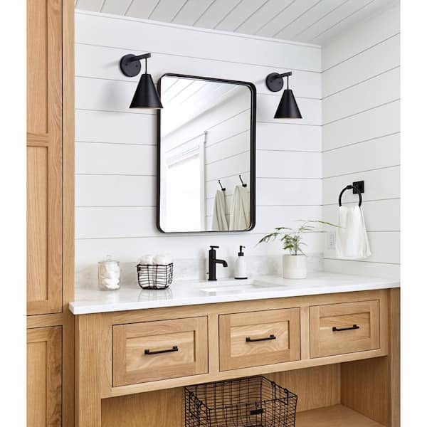 Arlo 12 in. 1-Light Matte Black Sconce with Metal Shade