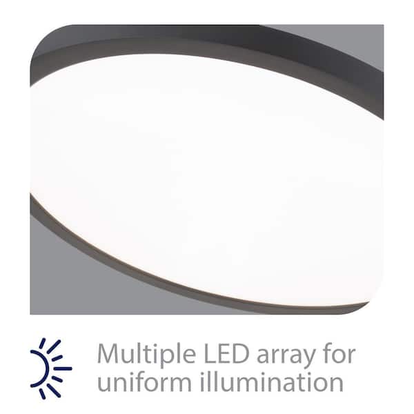 Round 11 in. 1-Light Black LED Flush Mount