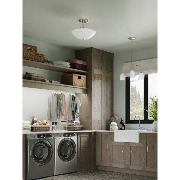 Gather Collection 3-Light Brushed Nickel Etched Glass Traditional Chandelier Light