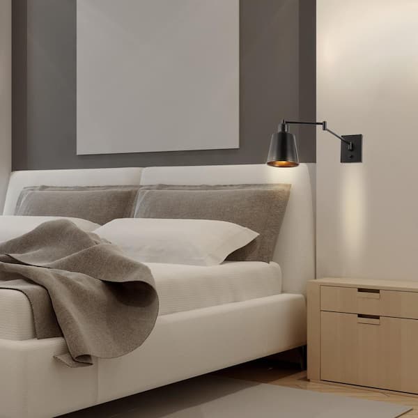 Cary 5.75 in. 1-Light Oil Rubbed Bronze Iron Contemporary Swing Arm Wall Light