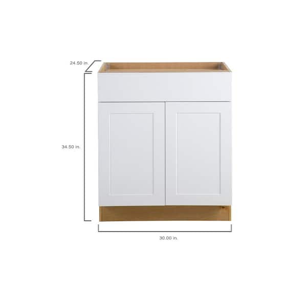 Cambridge White Shaker Assembled Base Kitchen Cabinet with Soft Close Full (30 in. W x 24.5 in. D x 34.5 in. H)